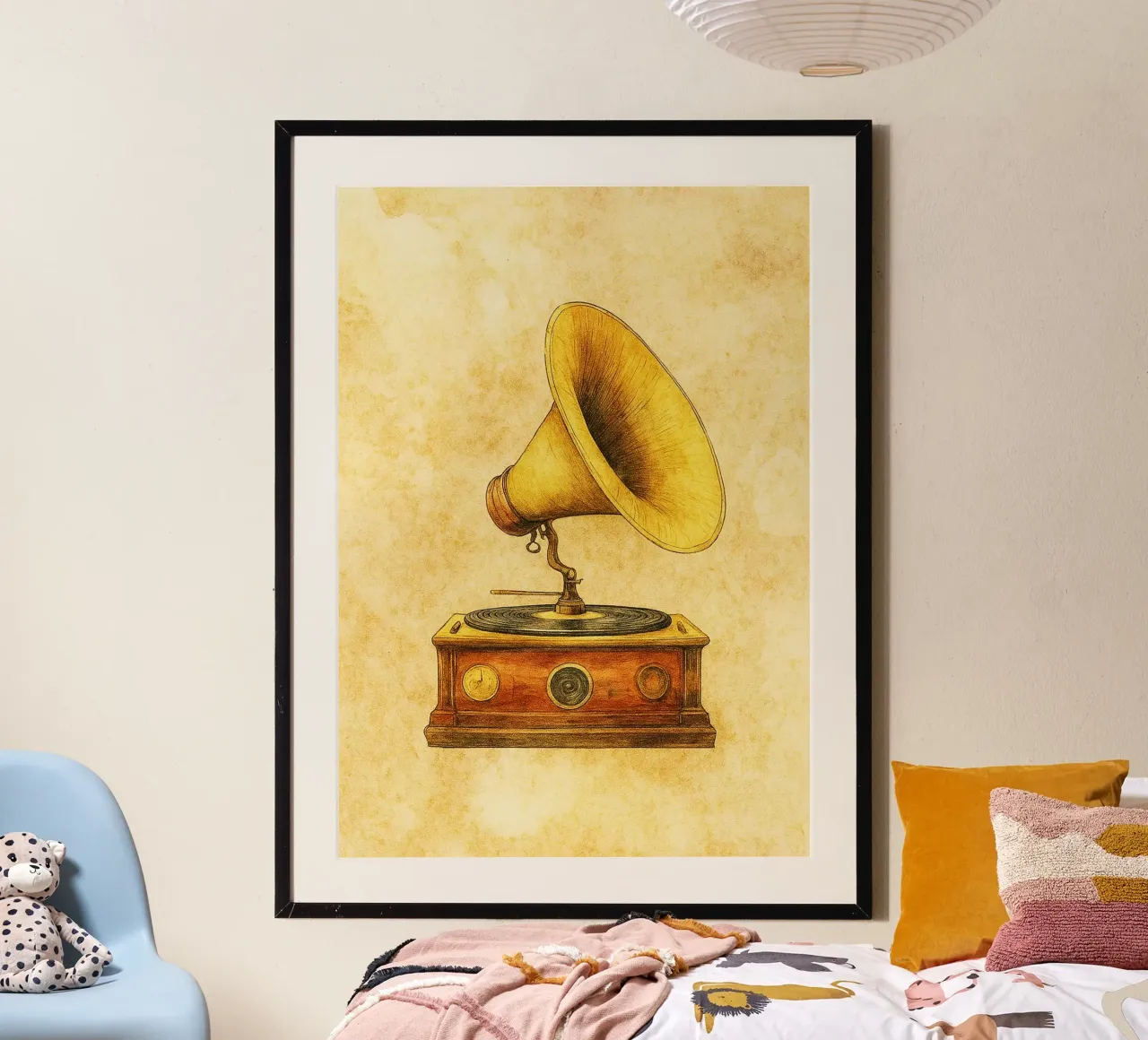 grammofono vecchio quadro d'epoca poster da kroocoot