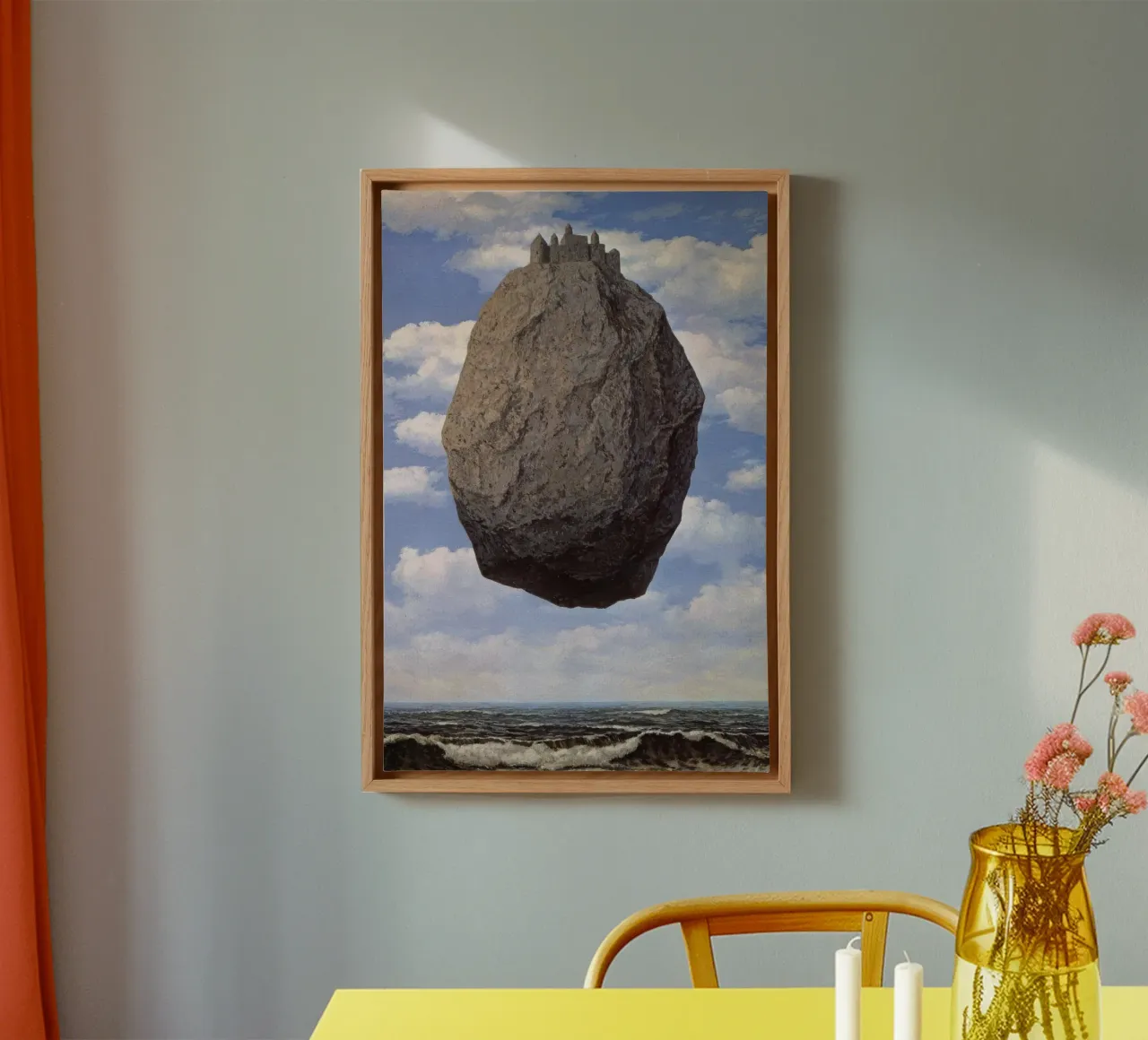The Castle of the Pyrenees, 1959 canvas with Floater frame by TIGER JHONSON