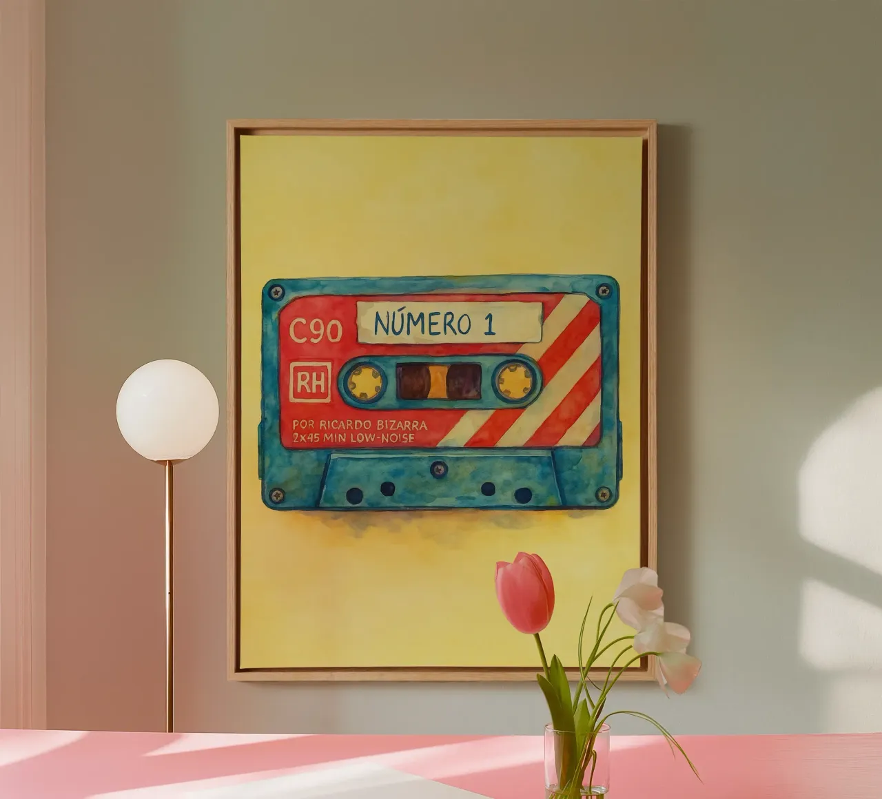 oude cassette vintage schilderij canvas met Baklijst van kroocoot