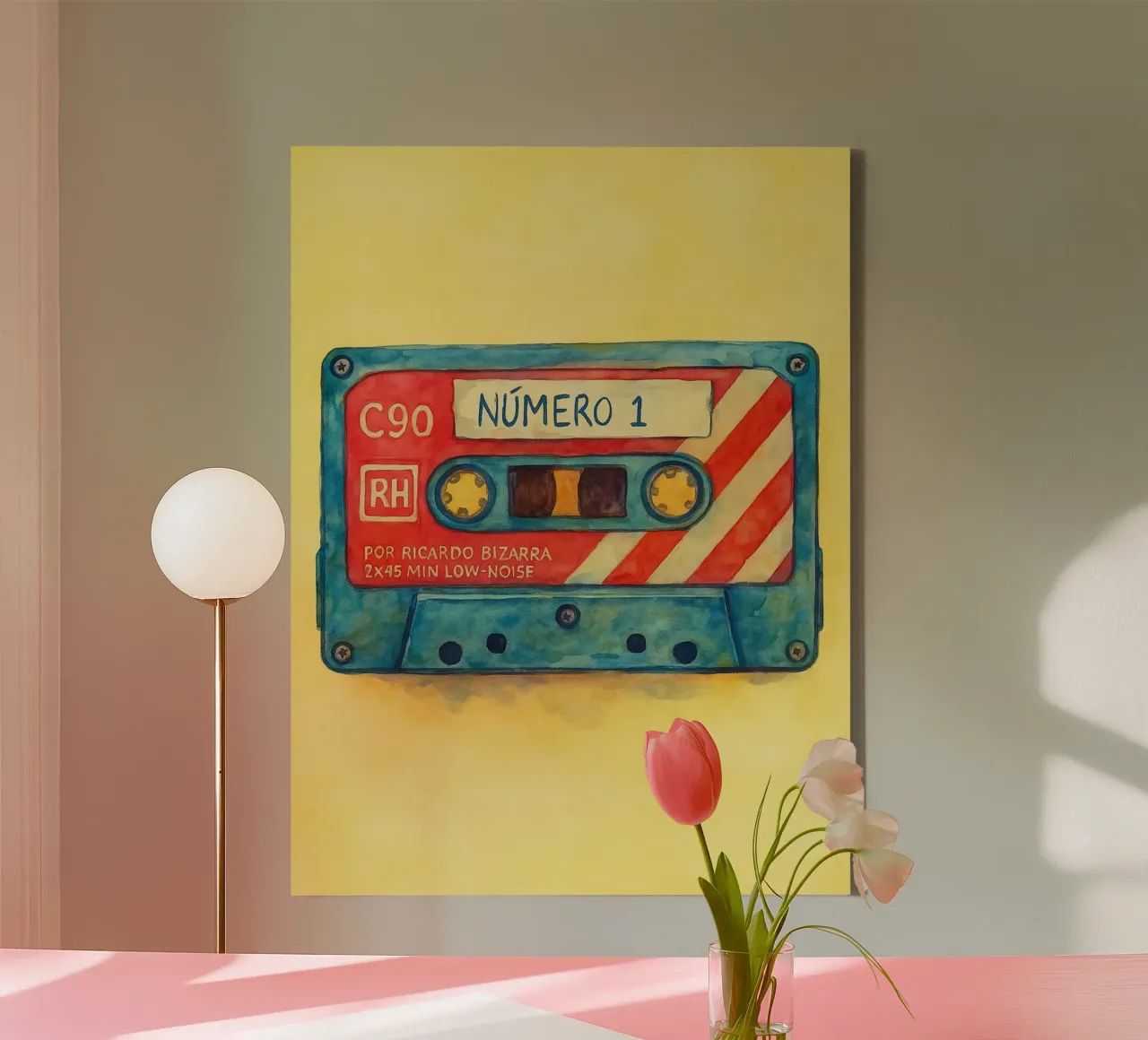 oude cassette vintage schilderij canvas met Baklijst van kroocoot