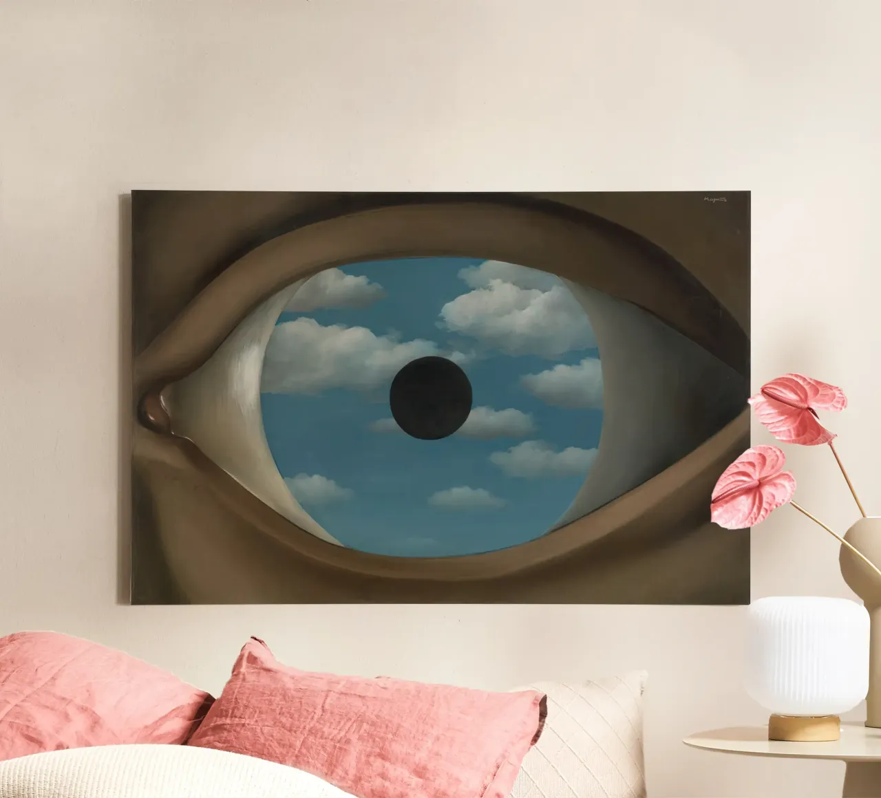 The False Mirror, 1928 by Rene Magritte canvas with Floater frame by TIGER JHONSON