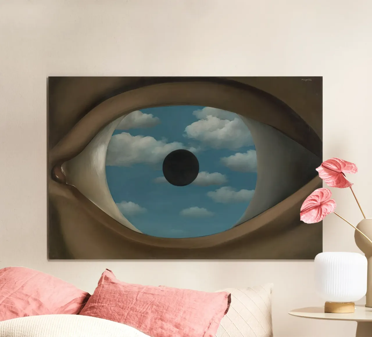 Il falso specchio, 1928 di René Magritte poster con telaio in plastica da TIGER JHONSON