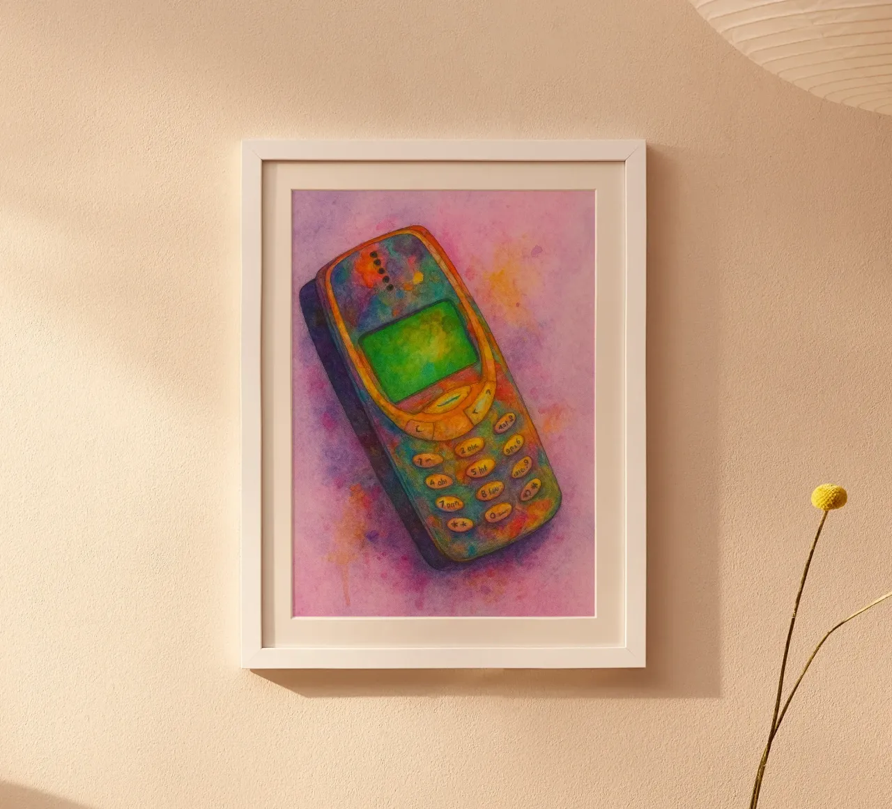 vecchio telefono dipinto d'epoca poster con telaio in alluminio da kroocoot