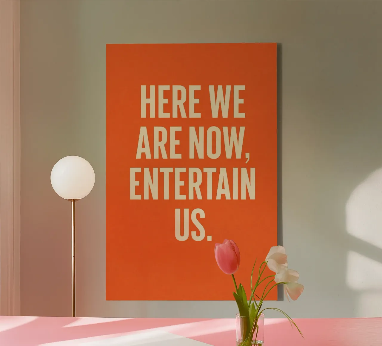 Typography poster with cult slogan on orange canvas with Floater frame by QuooodZ by MooodzArt