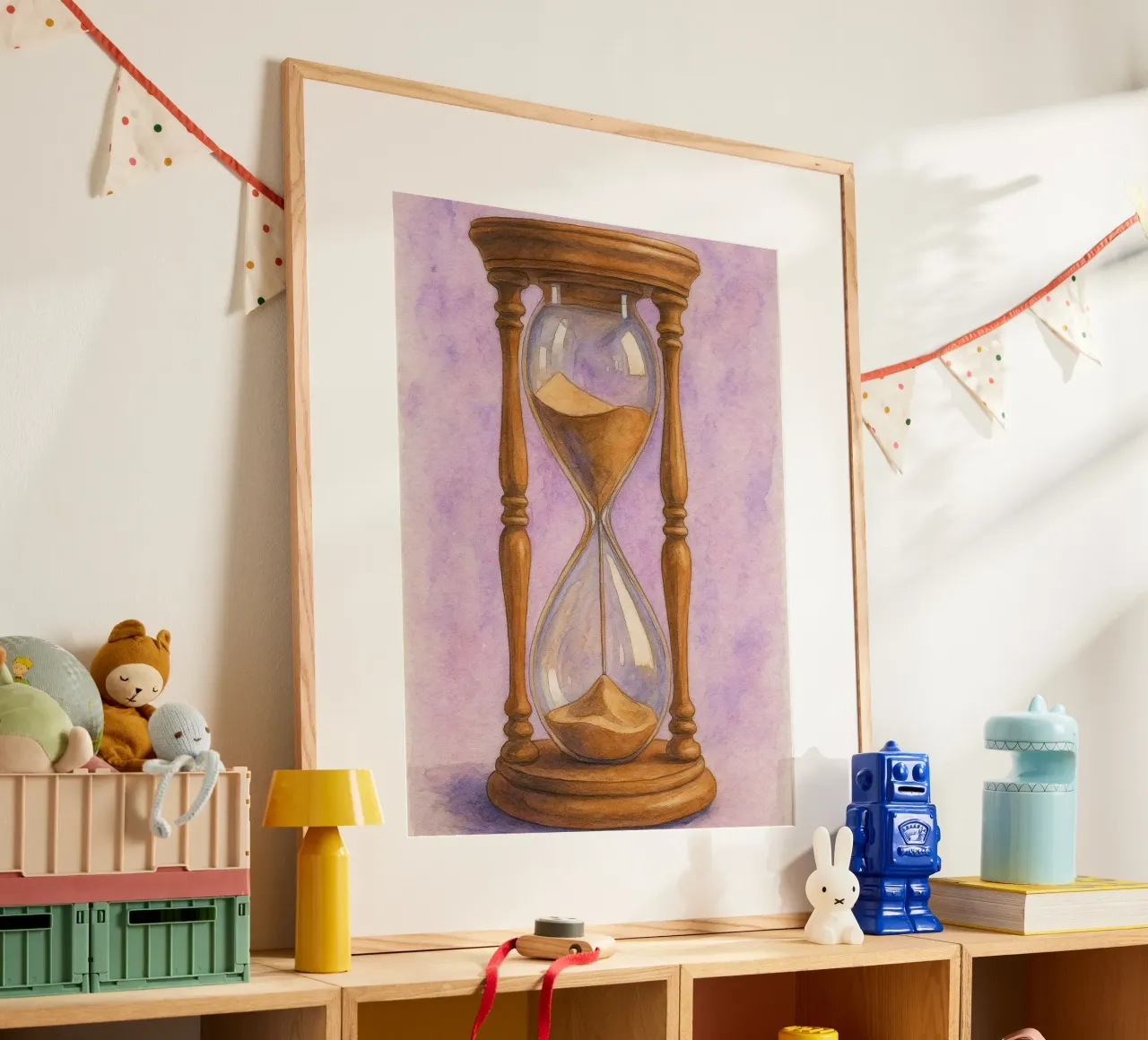 vecchia clessidra pittura d'epoca poster con telaio in plastica da kroocoot