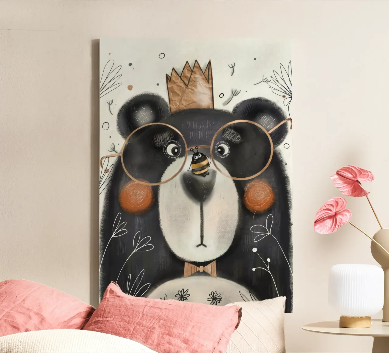 Nelli Suneli - De brutale bij en de beer canvas met Baklijst van muench benjamin
