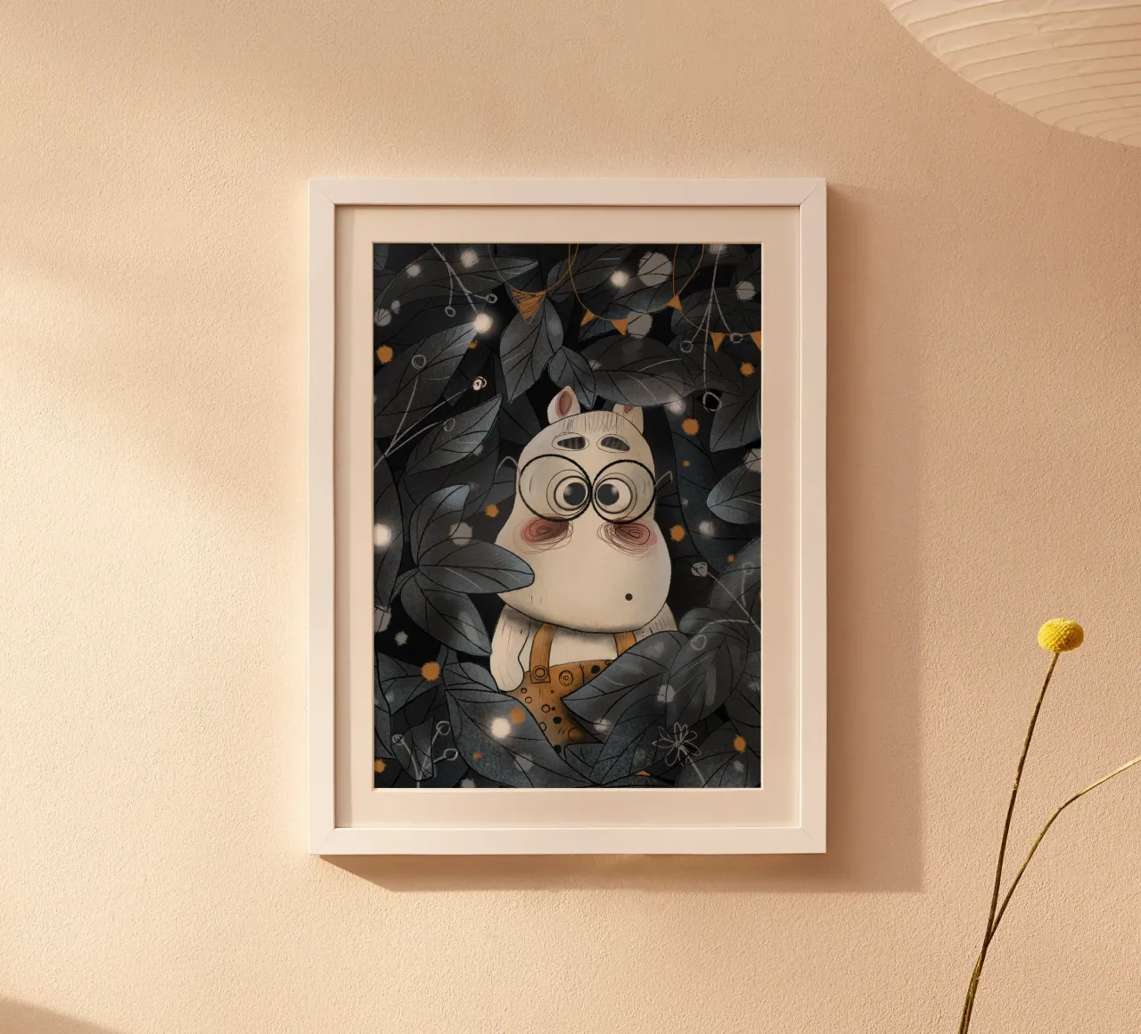 Nelli Suneli - Hippo in the Jungle poster con telaio in legno da muench benjamin