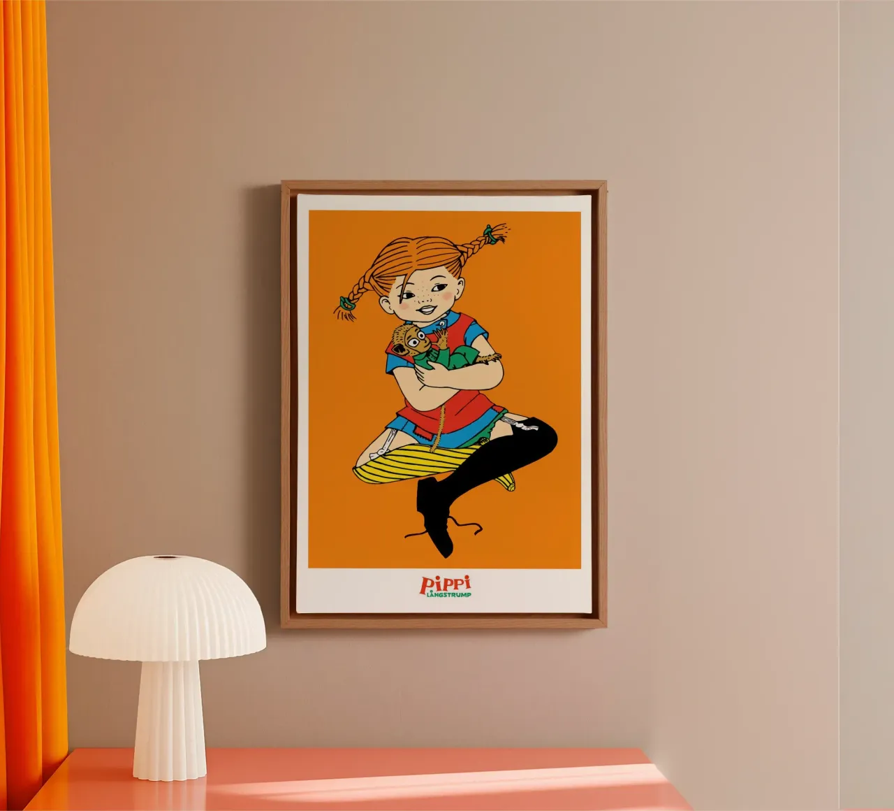 Pippi abbraccia il signor Nilsson tela con Cornice a cassetta da Earl Beeman