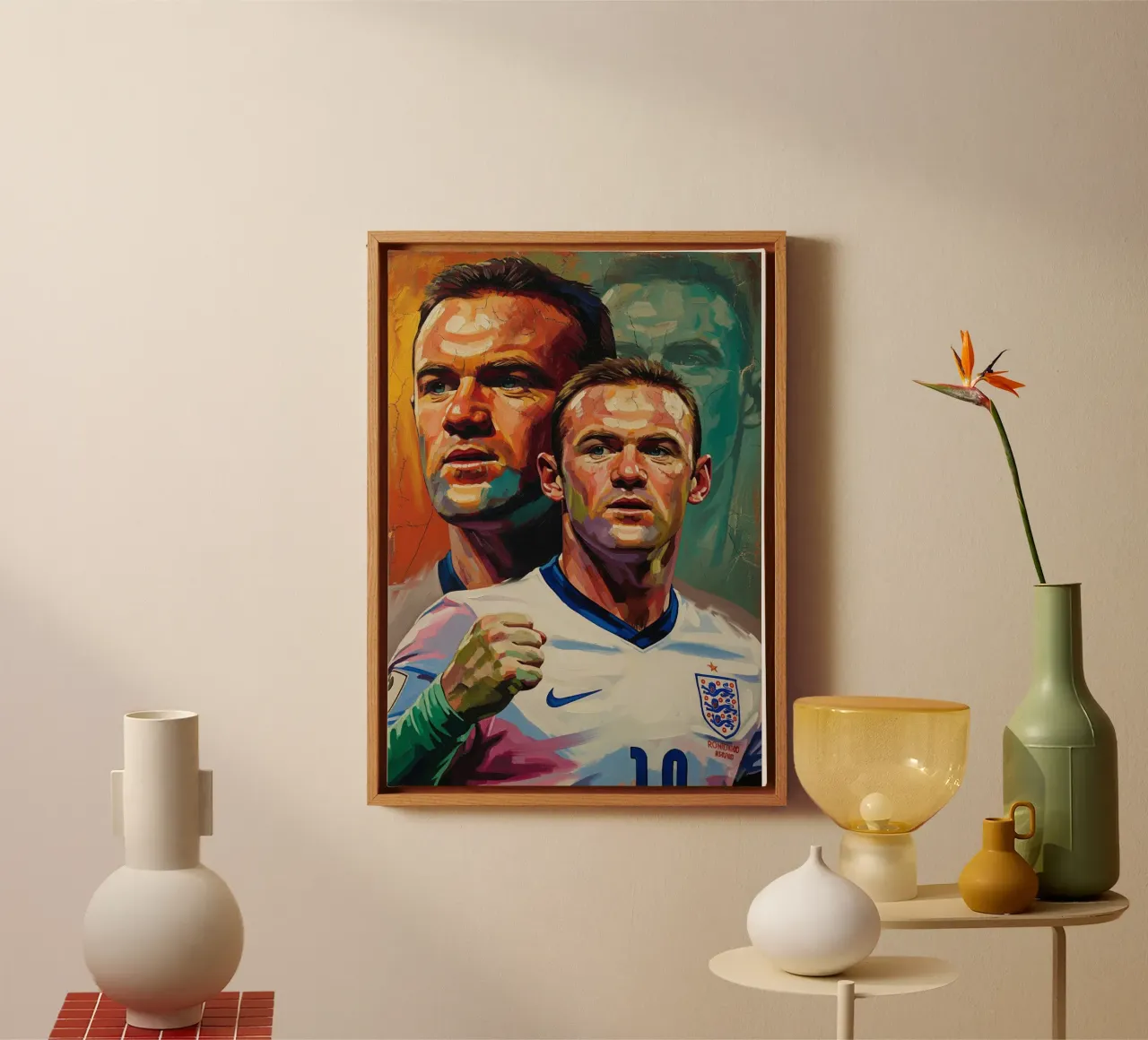 Wayne Rooney abstract art painting canvas with Floater frame by Lembayung art