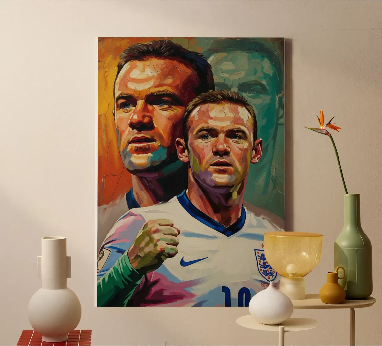 Wayne Rooney abstract art painting canvas with Floater frame by Lembayung art