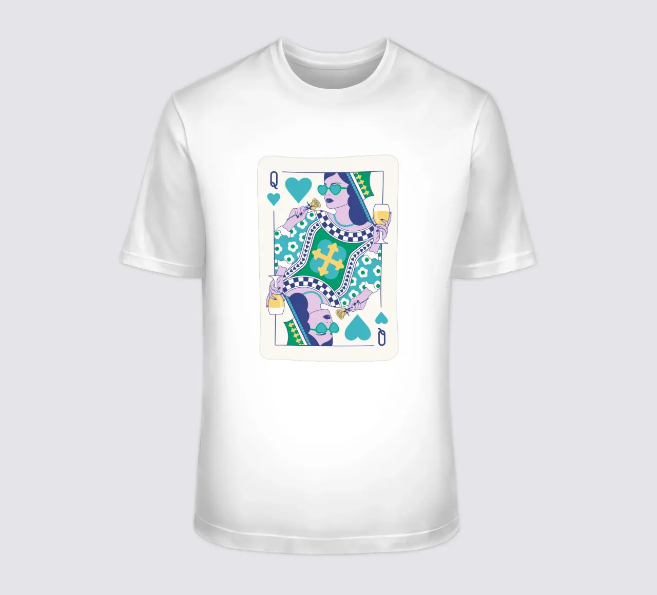 Reine de cœur - Vert, bleu, jaune, t-shirt de Asha Designs
