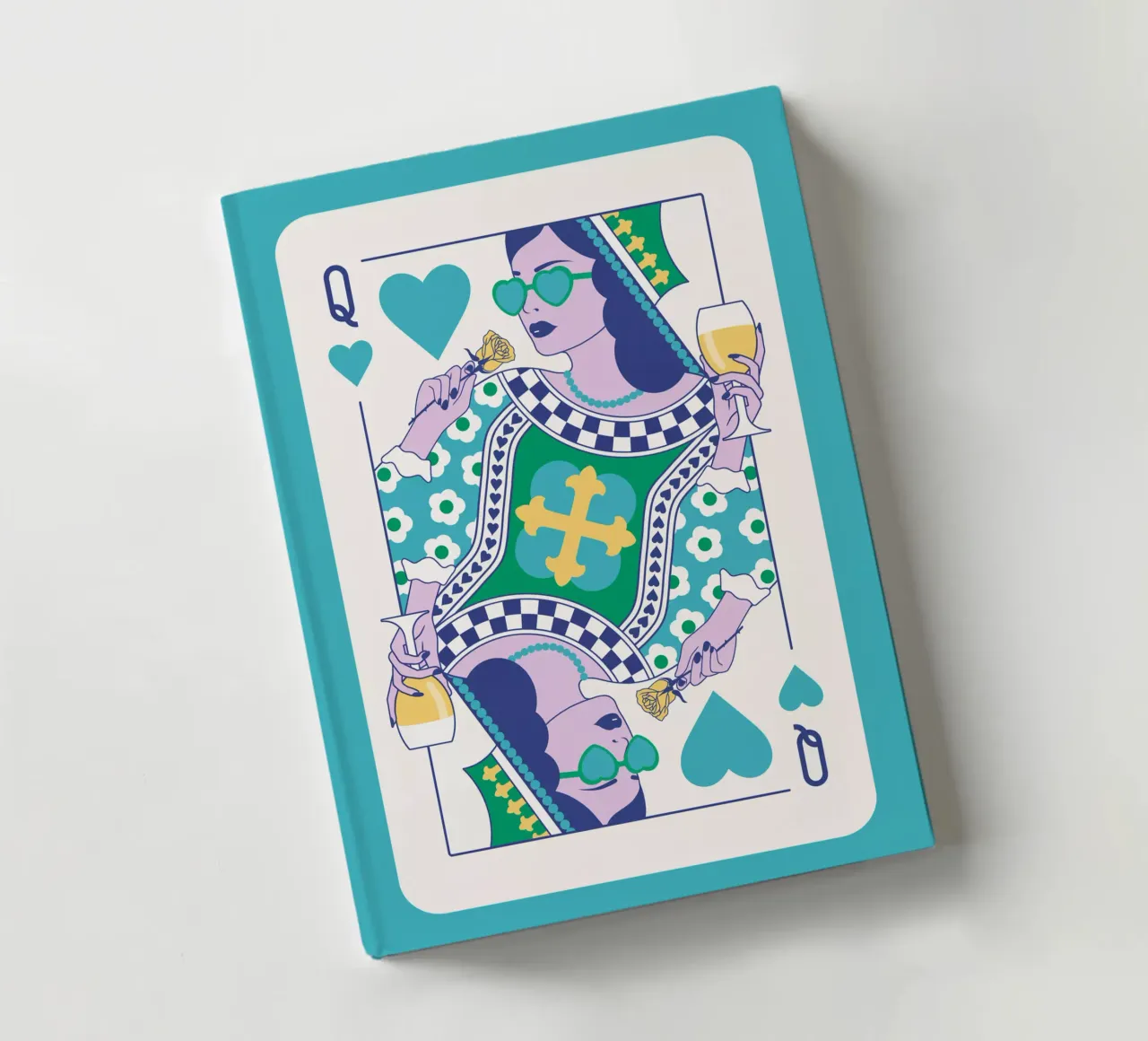 Reine de cœur - Vert, bleu, jaune, carnet de notes de Asha Designs