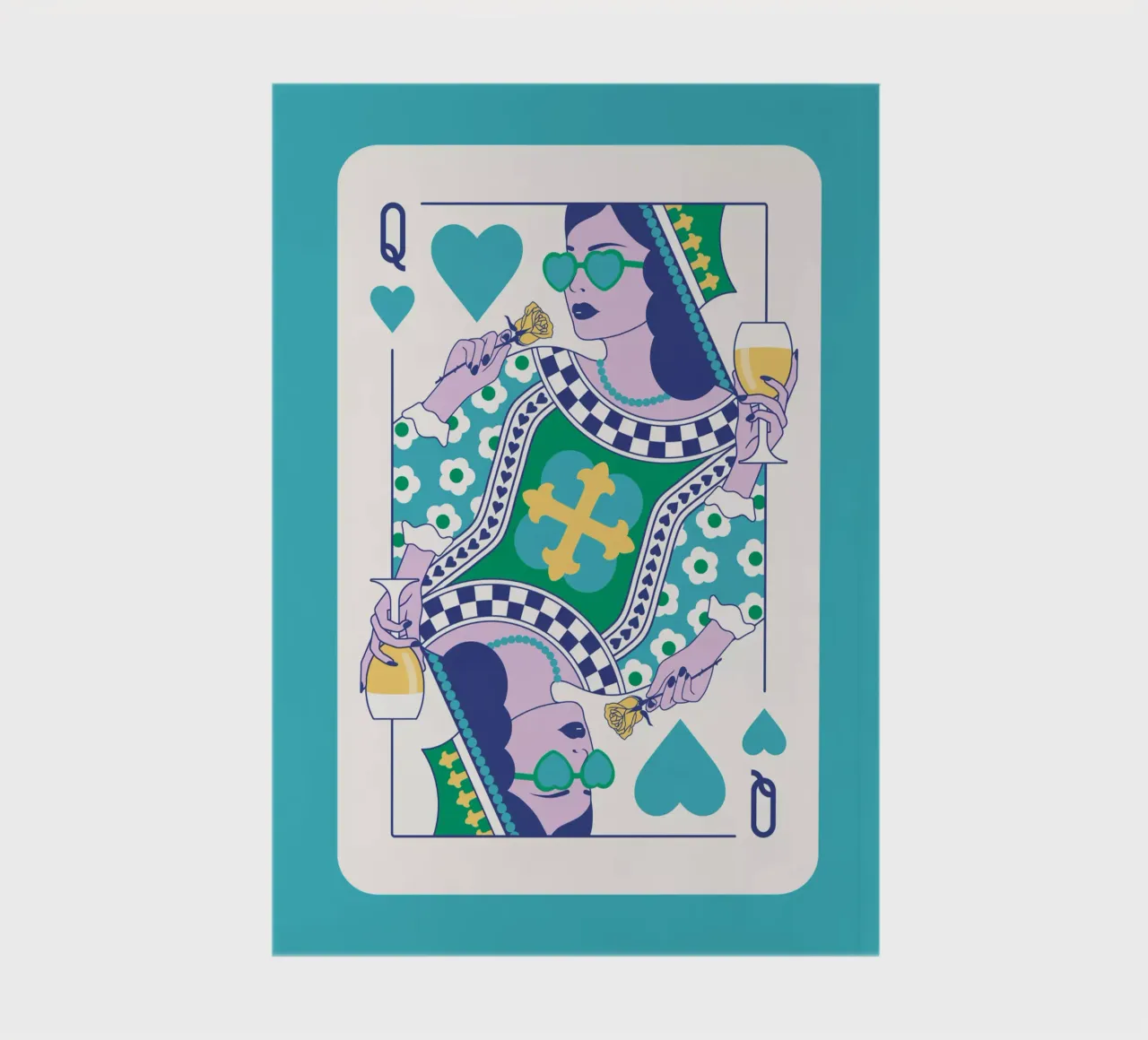 Reine de cœur - Vert, bleu, jaune, carnet de notes de Asha Designs