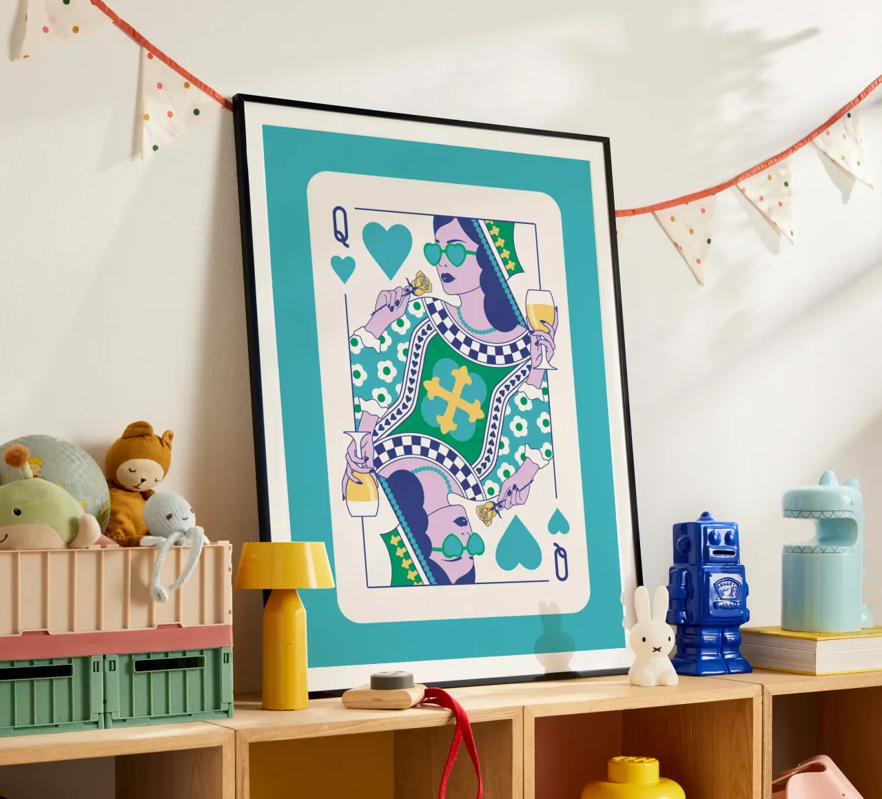 Reine de cœur - Vert, bleu, jaune, hahnemühle de Asha Designs