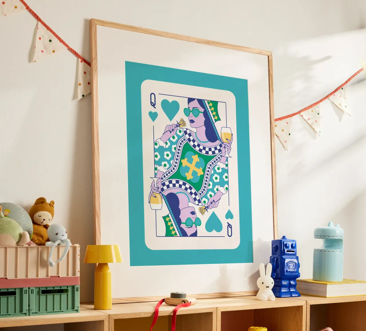 Reine de cœur - Vert, bleu, jaune, hahnemühle de Asha Designs