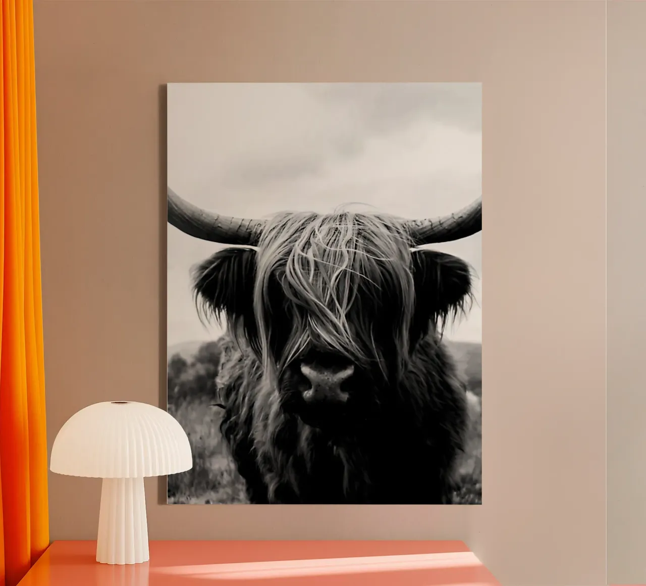 Scottish Highland Cattle canvas with Floater frame by Black And White