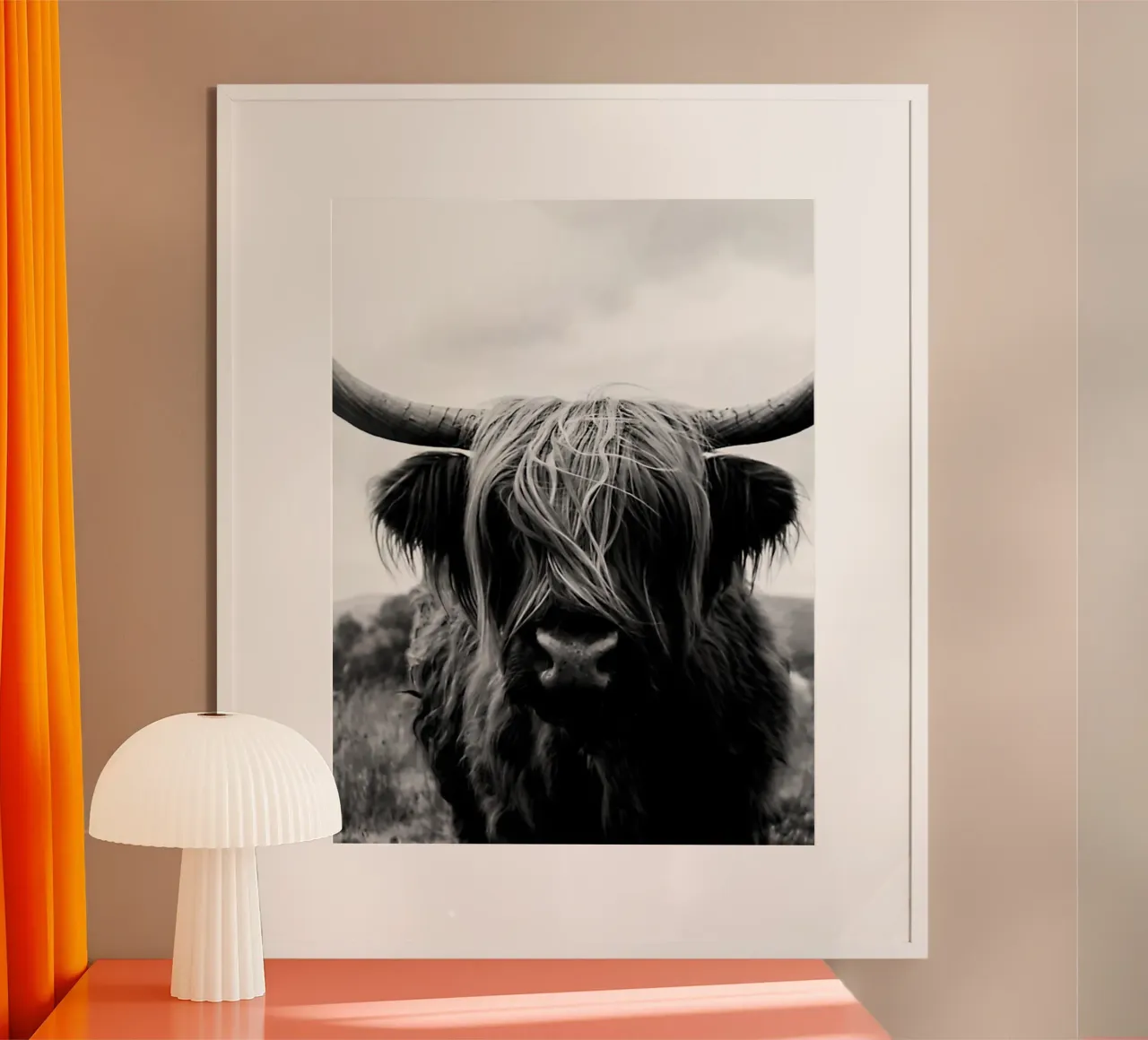 Bovini delle Highlands scozzesi poster con telaio in alluminio da Black And White