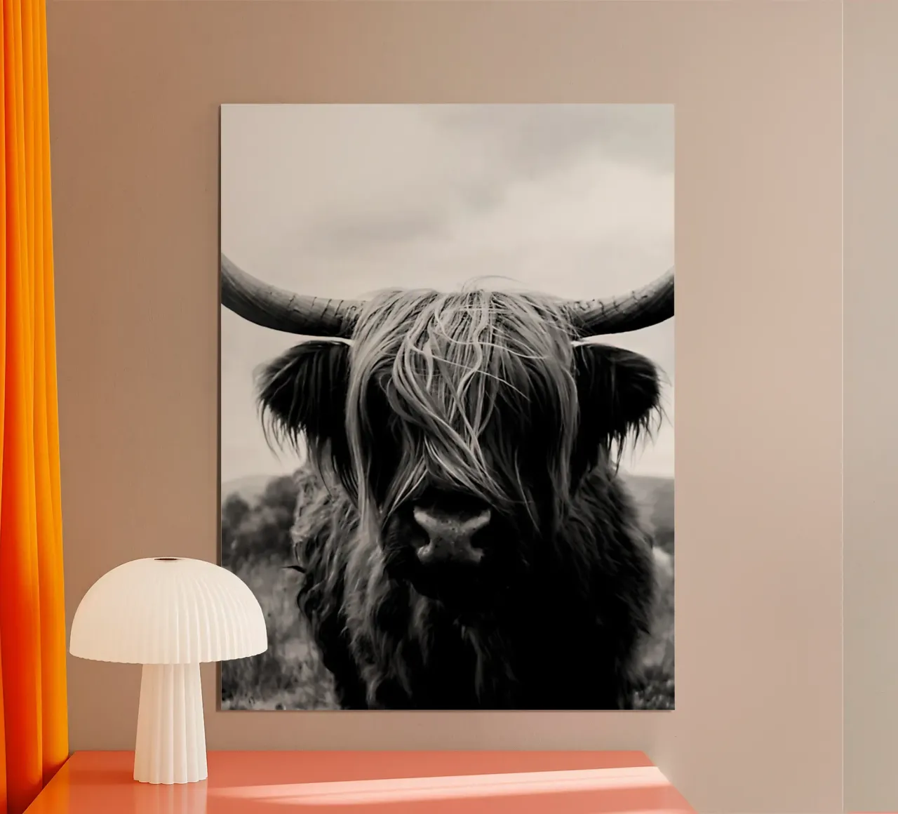 Bovini delle Highlands scozzesi poster con telaio in alluminio da Black And White