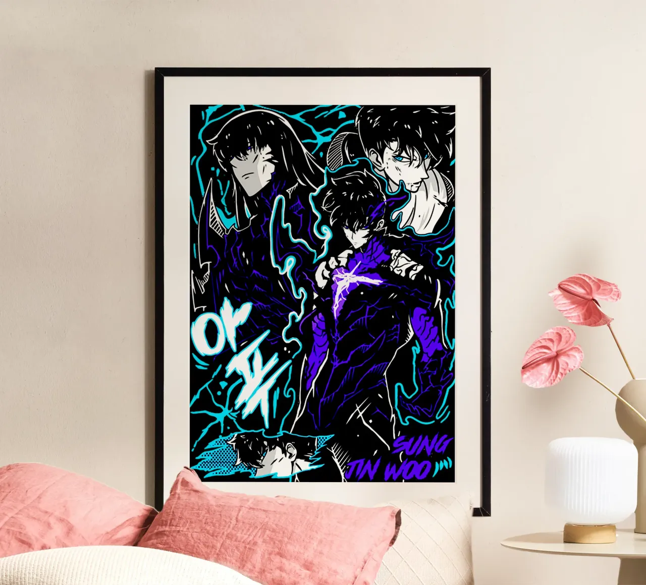 Maglietta classica Scribble Character Anime Movie 90s poster con telaio in alluminio da abelazikicks.ve
