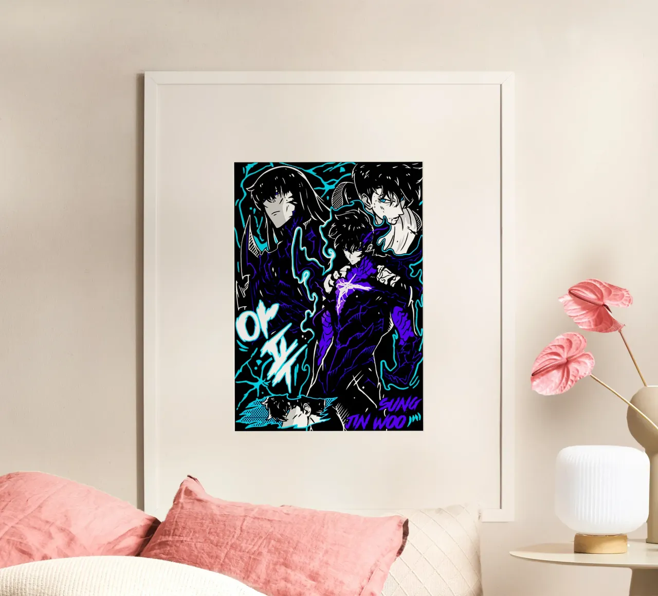 Maglietta classica Scribble Character Anime Movie 90s poster con telaio in alluminio da abelazikicks.ve