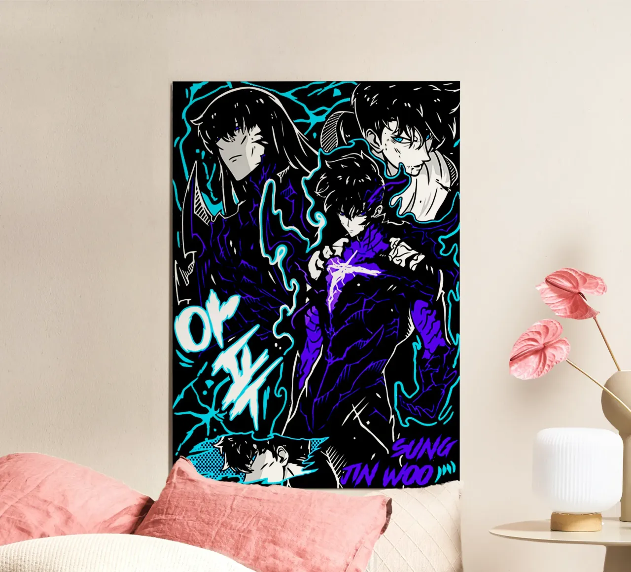 Maglietta classica Scribble Character Anime Movie 90s poster con telaio in alluminio da abelazikicks.ve
