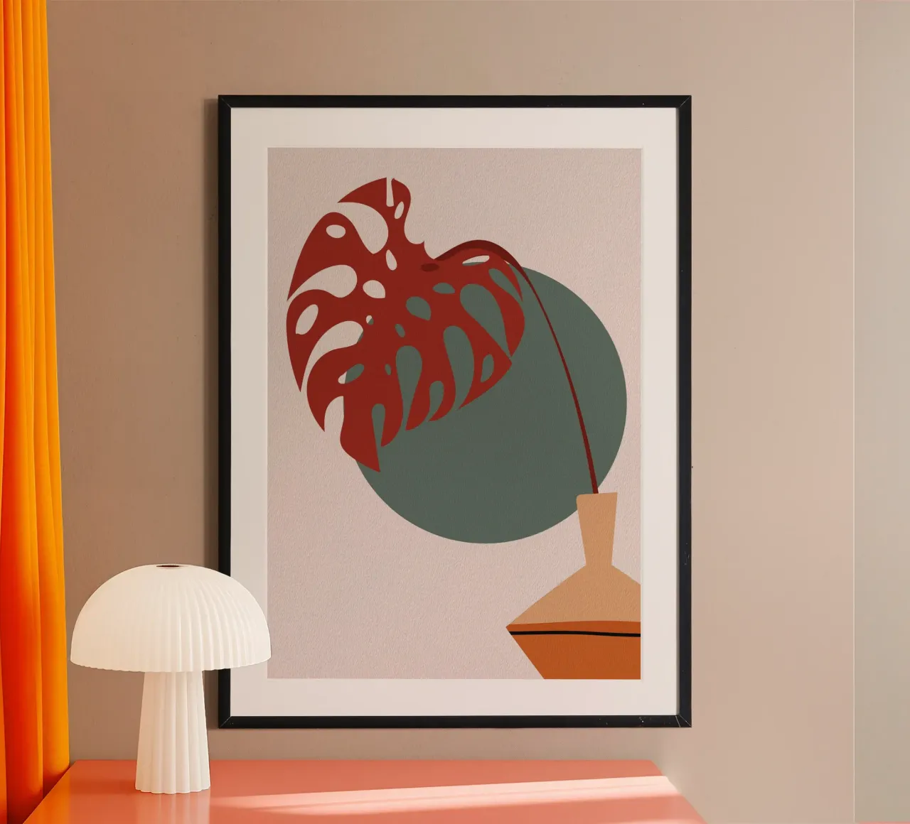 minimalist vase flower poster con telaio in plastica da pastel color shape