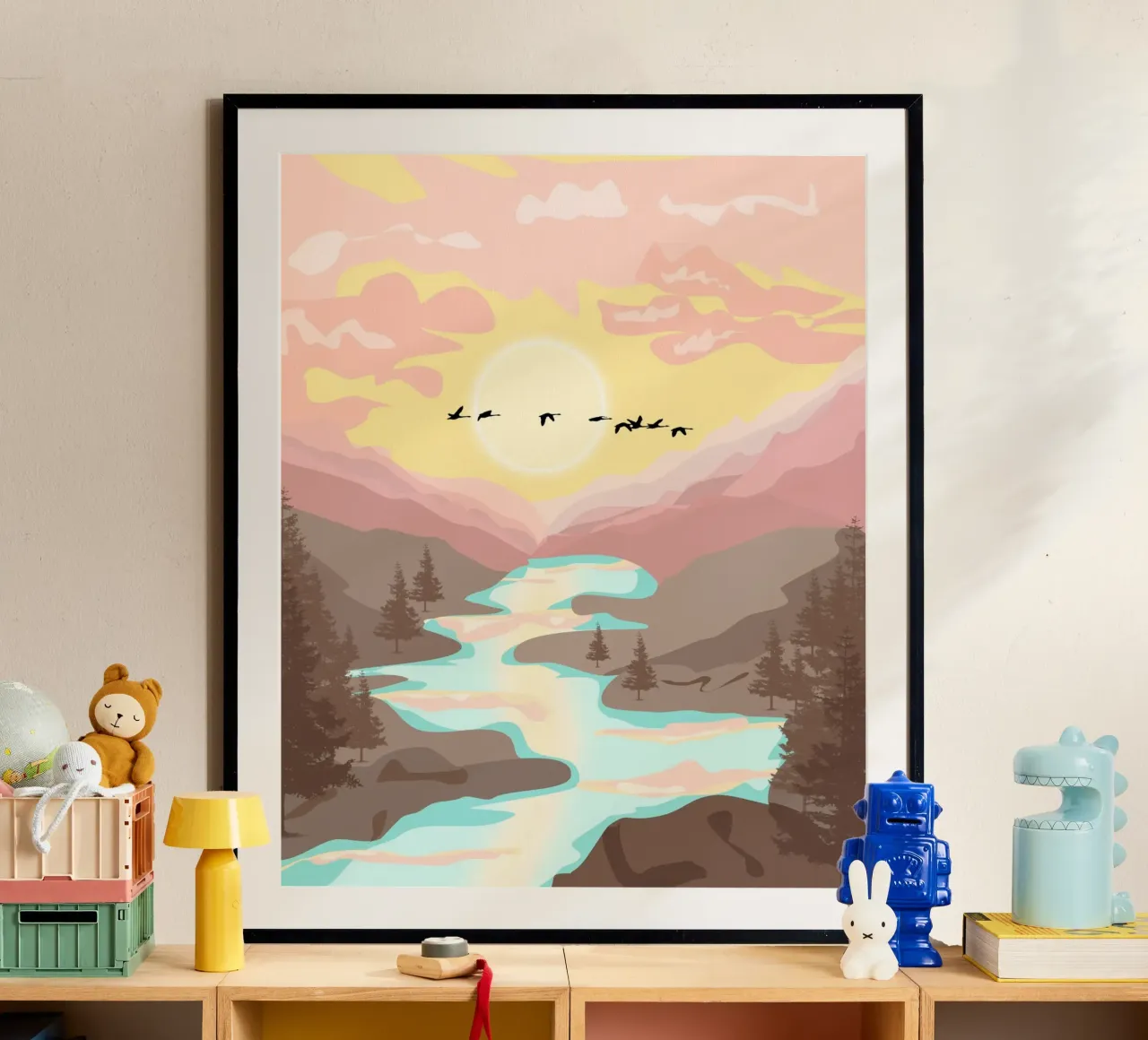 pastel gradient sunset poster con telaio in alluminio da pastel color shape