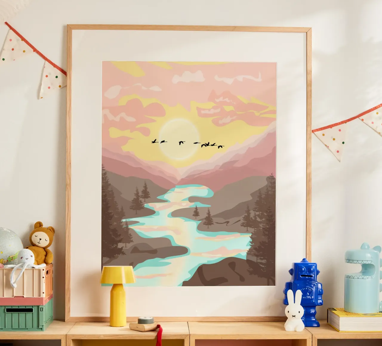 pastel gradient sunset poster con telaio in alluminio da pastel color shape
