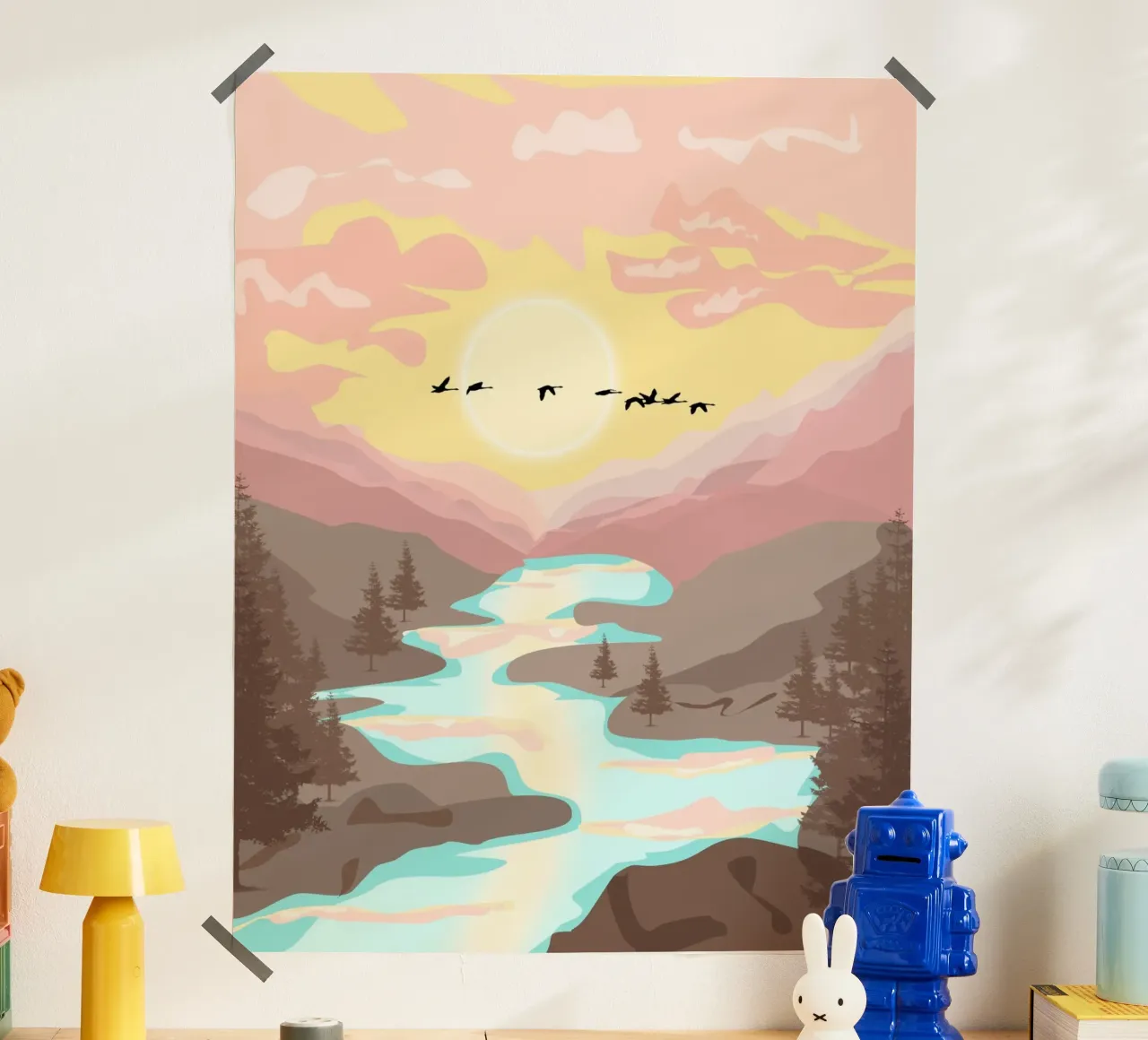 pastel gradient sunset poster con telaio in alluminio da pastel color shape