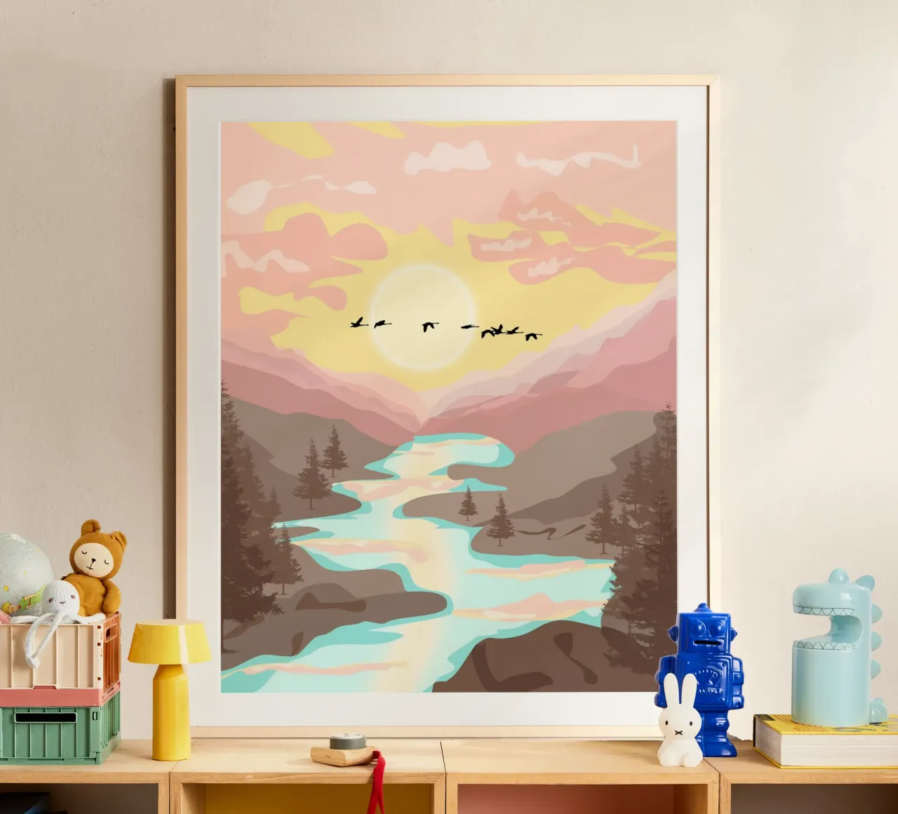 pastel gradient sunset poster con telaio in alluminio da pastel color shape
