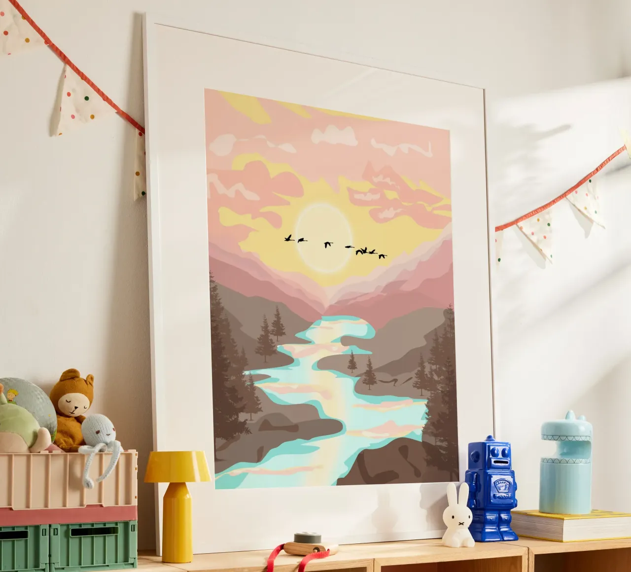 pastel gradient sunset poster con telaio in alluminio da pastel color shape