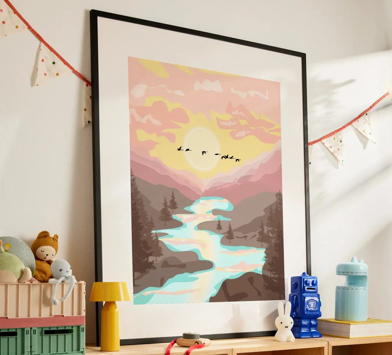 pastel gradient sunset poster con telaio in alluminio da pastel color shape