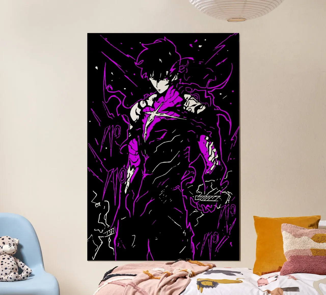 anime, webtoon, sololeveling, livellamento in solitaria, livellamento in solitaria a poster con telaio in legno da abelazikicks.ve