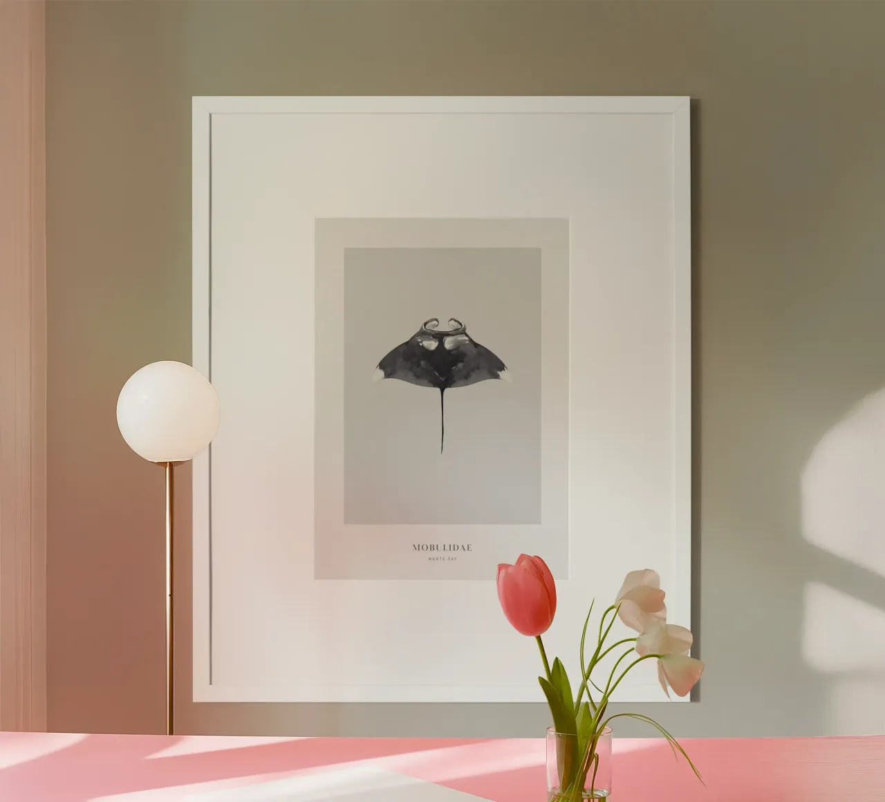Boho Ocean 2 Manta Ray poster con telaio in alluminio da Boho Print Collection