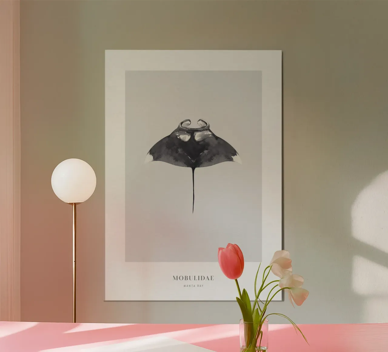 Boho Ocean 2 Manta Ray poster con telaio in alluminio da Boho Print Collection
