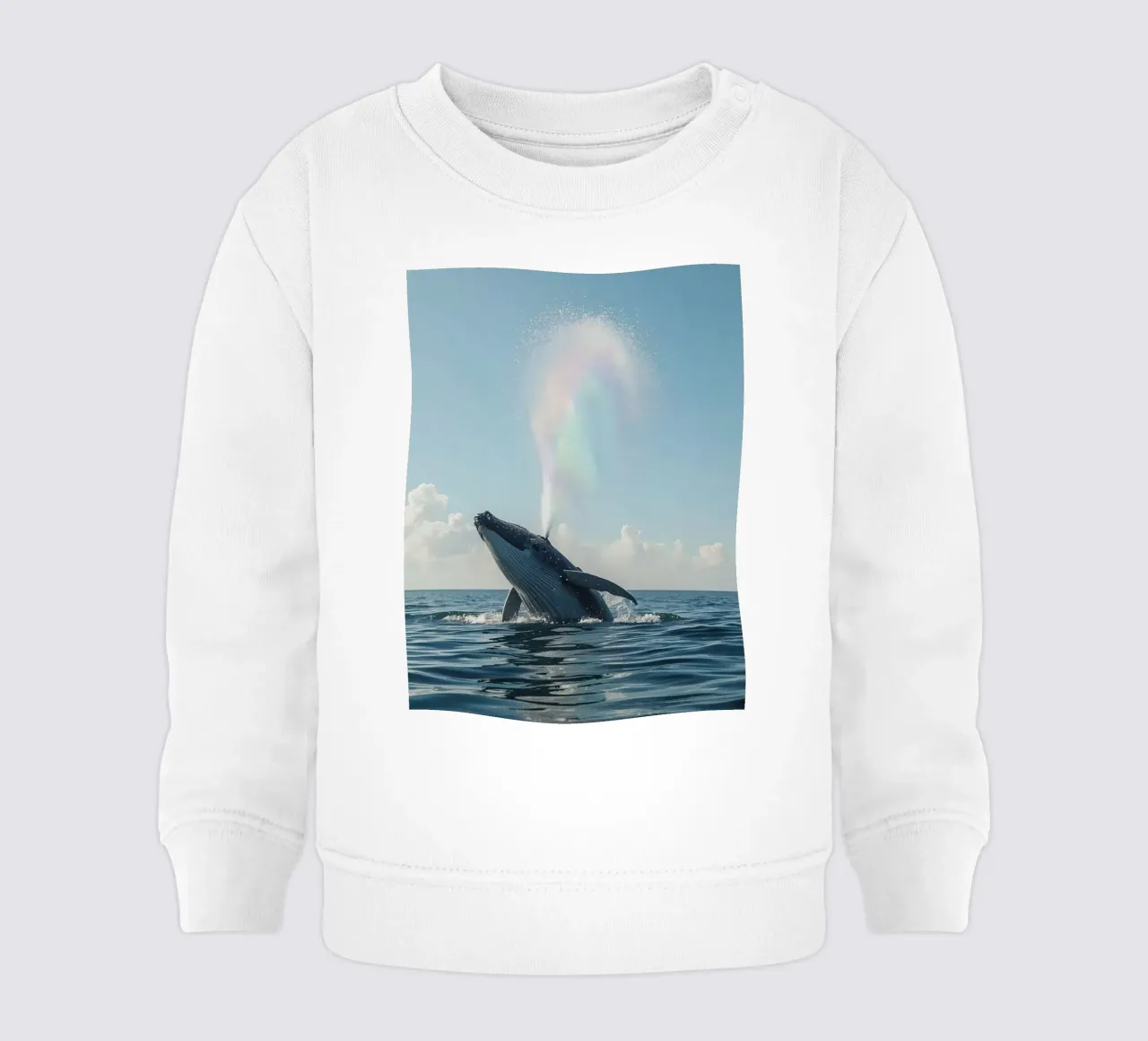 Balena megattera che si infrange con un getto d'acqua arcobaleno felpa neonato da DesignDoodle