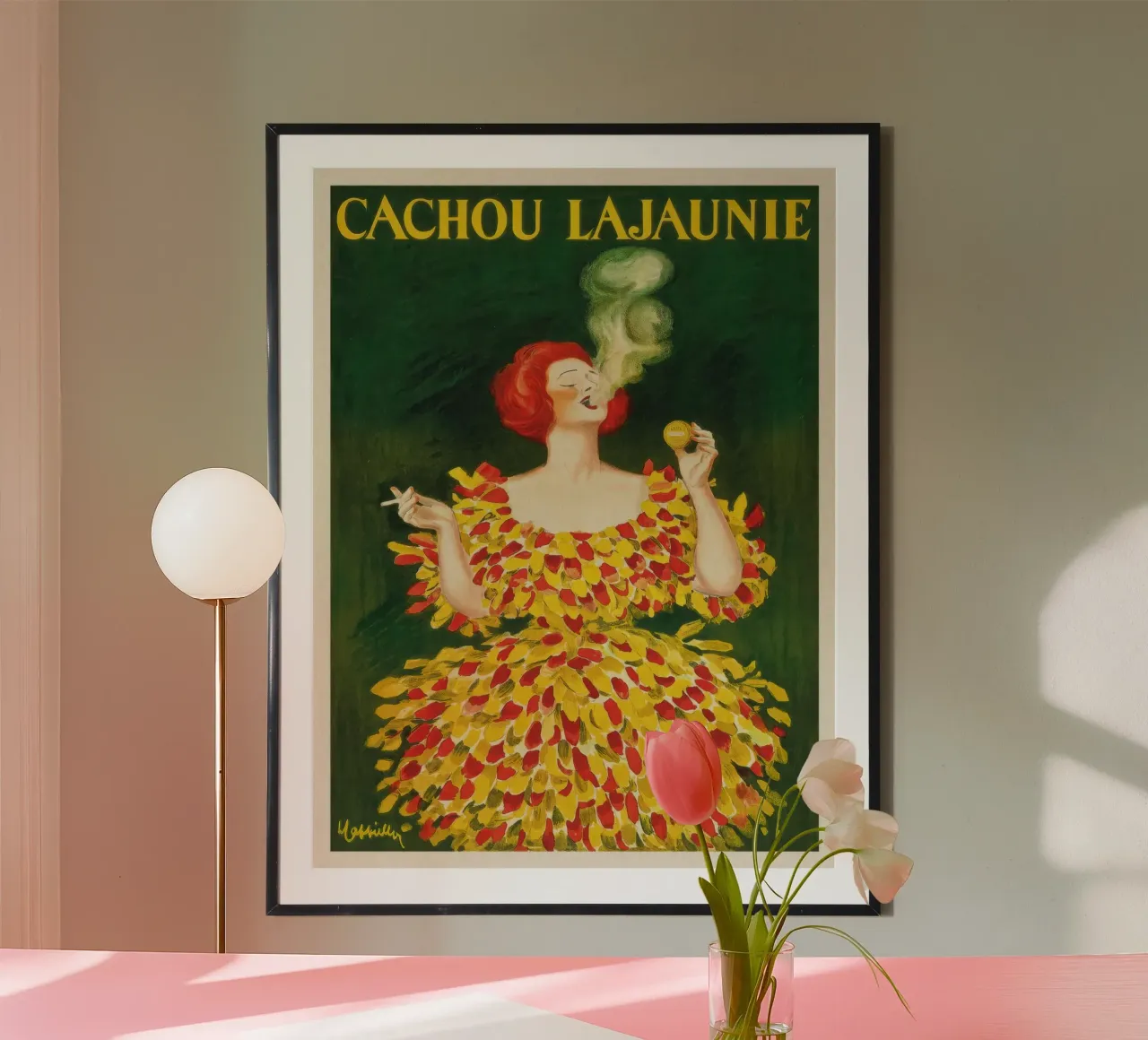 Signora del fumo poster con telaio in alluminio da mix mate