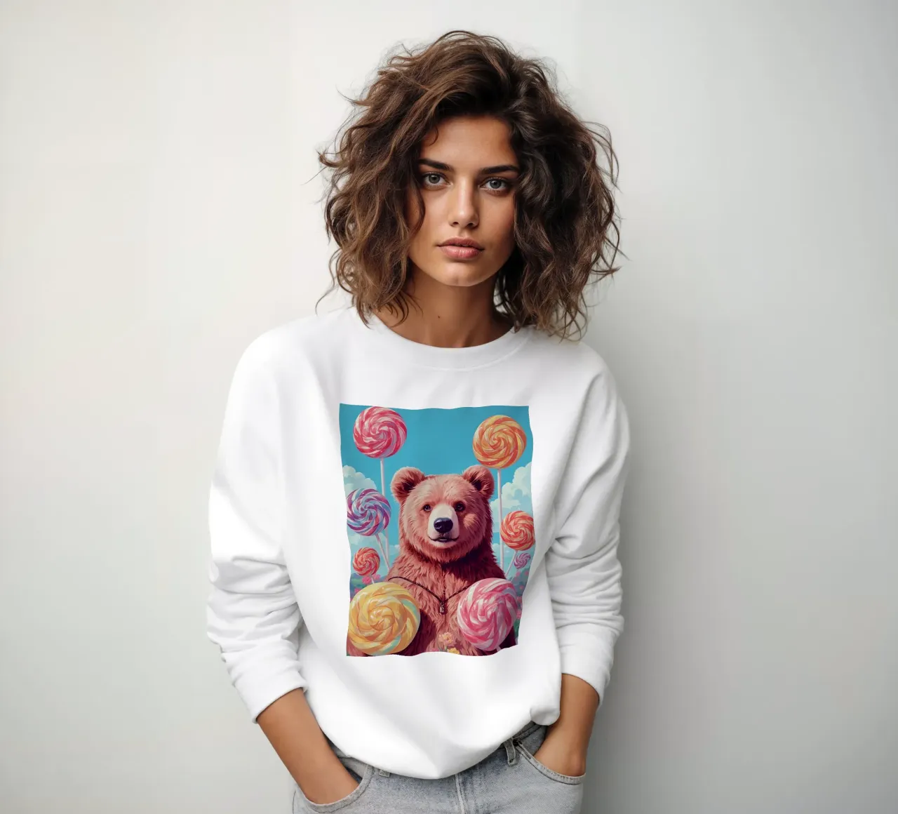Orso con lecca-lecca e fiori felpa da DesignDoodle
