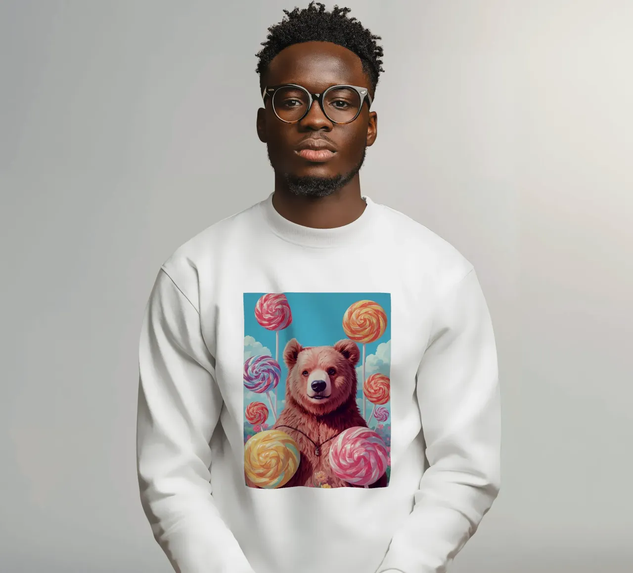 Orso con lecca-lecca e fiori felpa da DesignDoodle