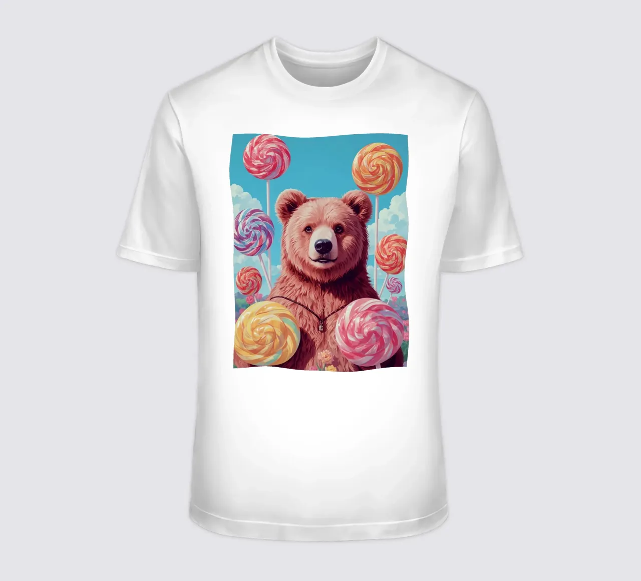 Orso con lecca-lecca e fiori t-shirt da DesignDoodle