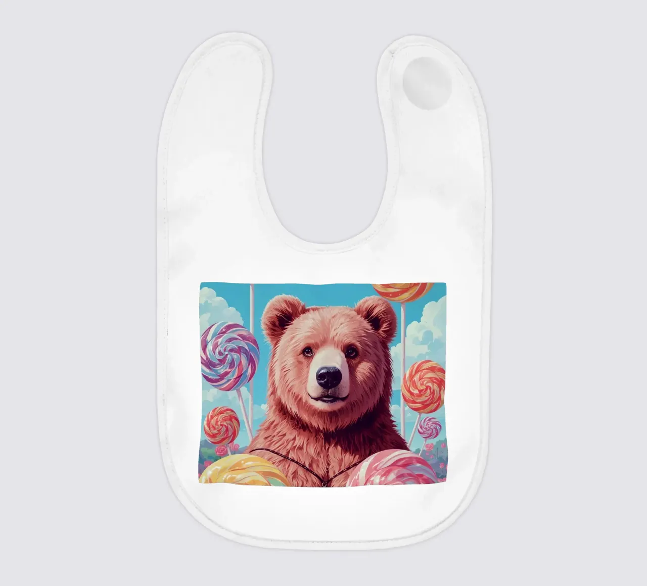 Orso con lecca-lecca e fiori bavaglino da DesignDoodle
