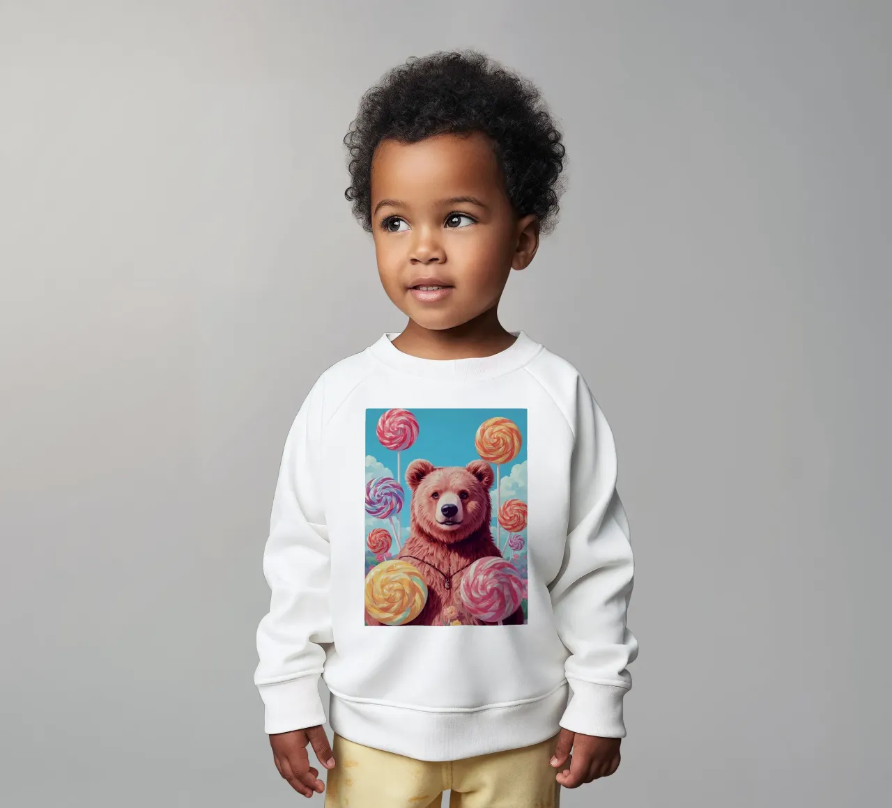 Orso con lecca-lecca e fiori felpa neonato da DesignDoodle