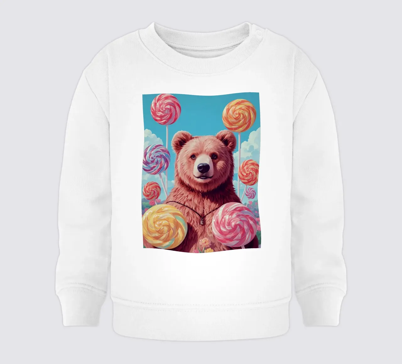 Orso con lecca-lecca e fiori felpa neonato da DesignDoodle