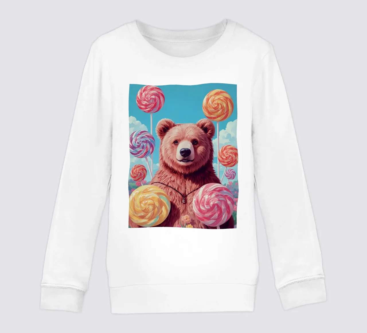 Orso con lecca-lecca e fiori felpa bambino da DesignDoodle