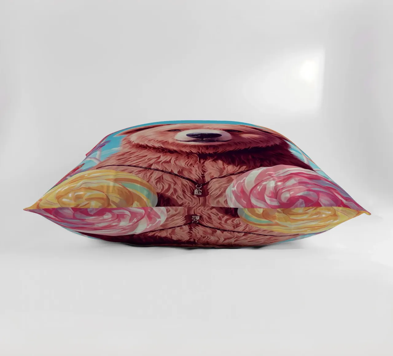 Orso con lecca-lecca e fiori cuscino da DesignDoodle
