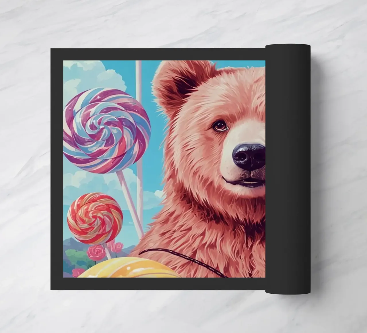 Orso con lecca-lecca e fiori zerbino da DesignDoodle
