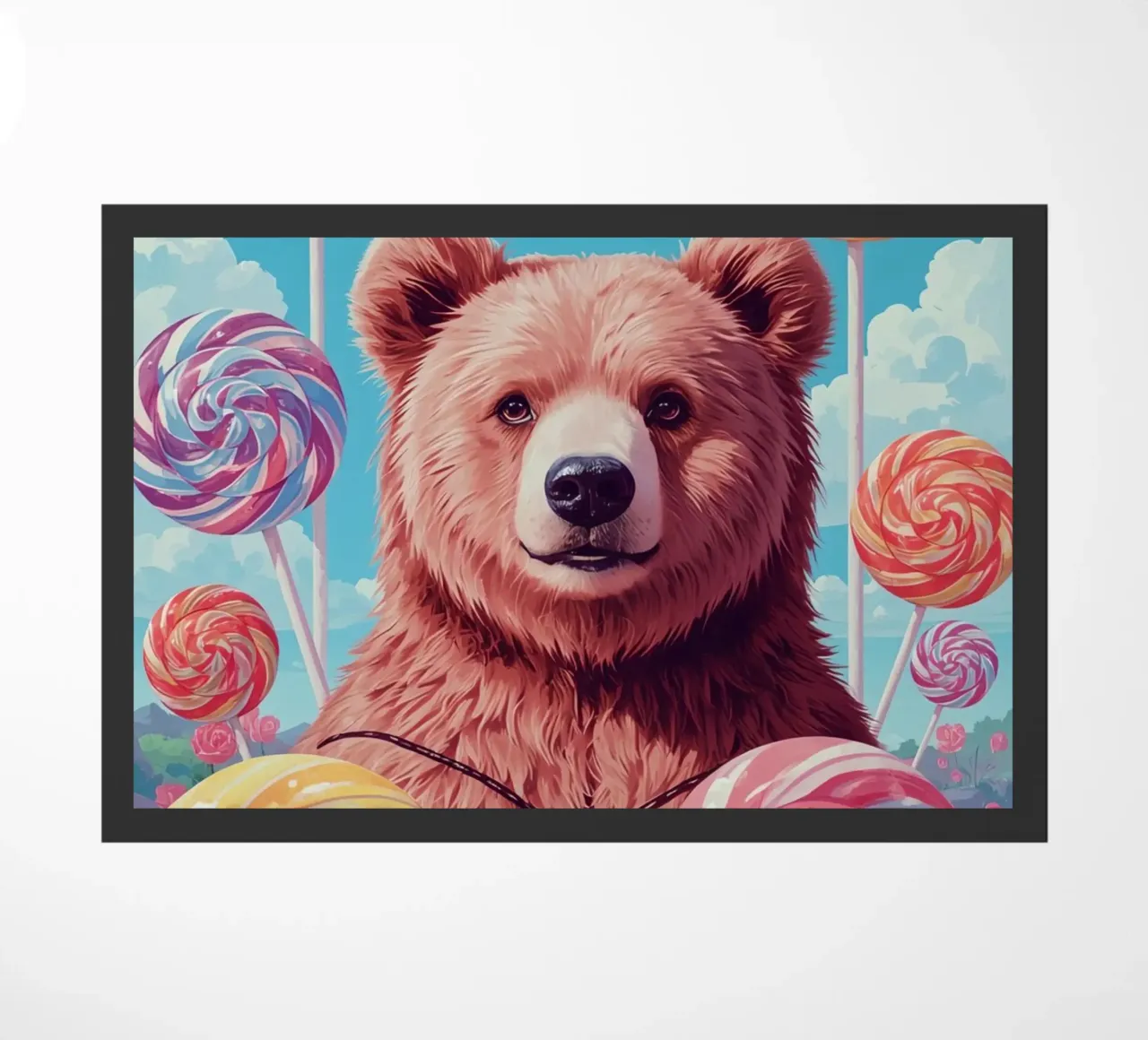 Orso con lecca-lecca e fiori zerbino da DesignDoodle