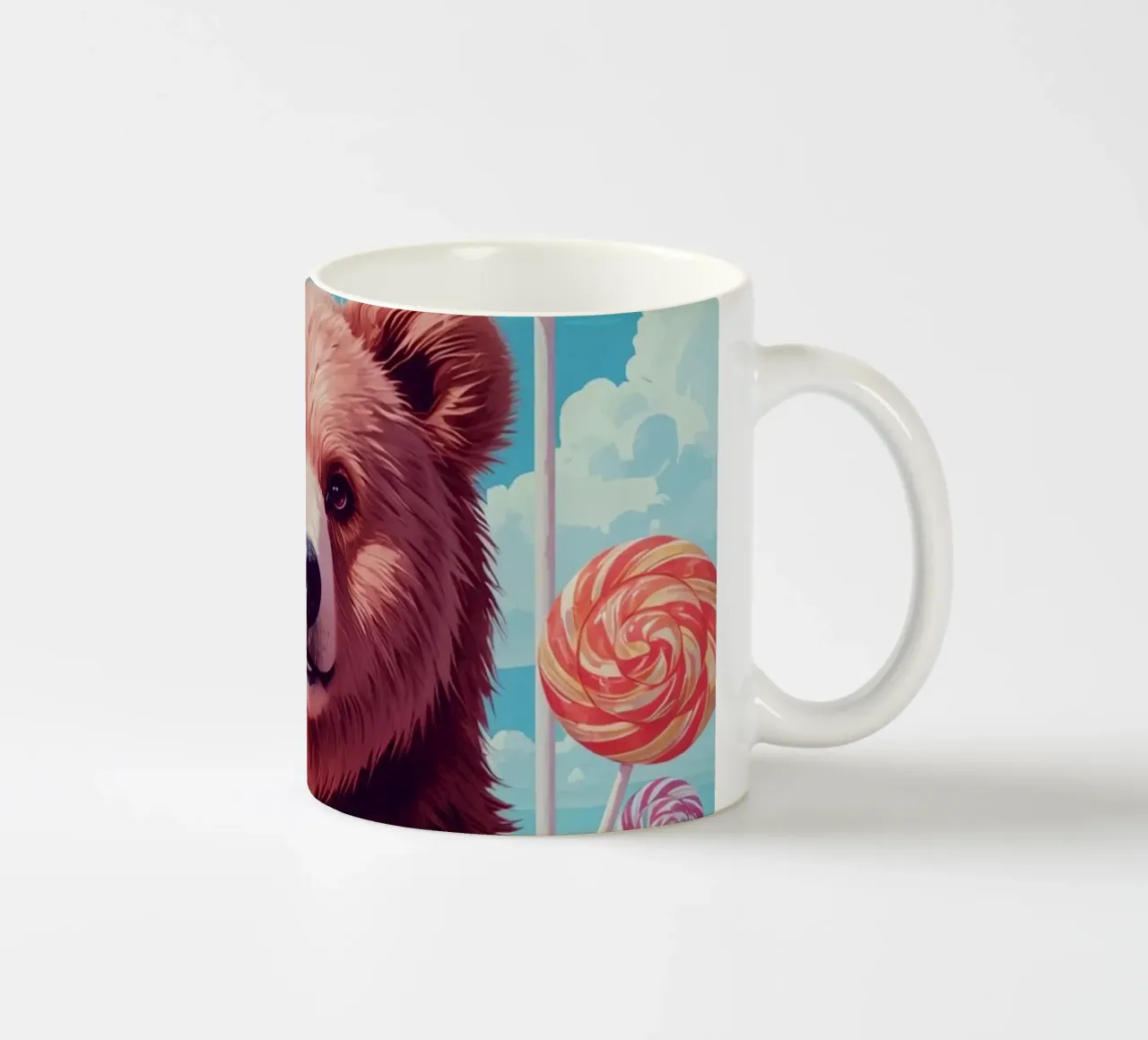 Orso con lecca-lecca e fiori tazza in ceramica da DesignDoodle