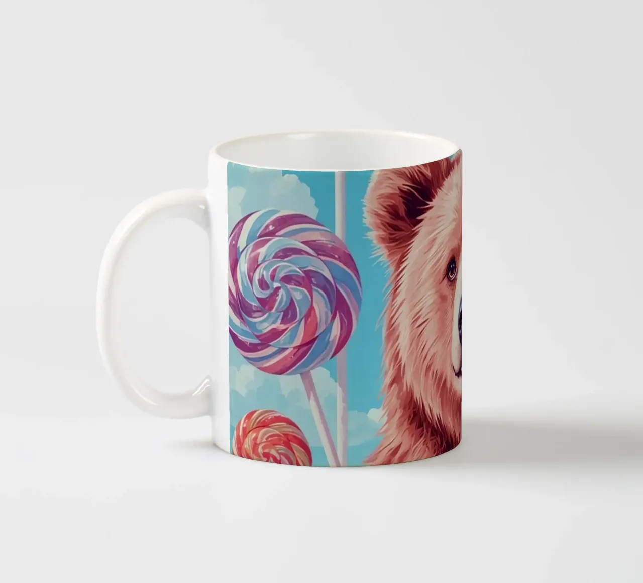 Orso con lecca-lecca e fiori tazza in ceramica da DesignDoodle