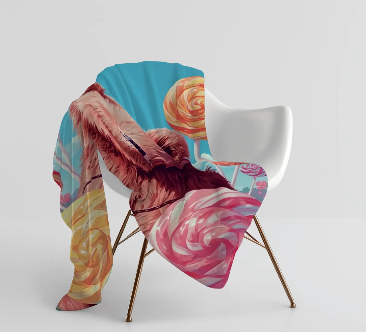 Orso con lecca-lecca e fiori coperta in pile da DesignDoodle